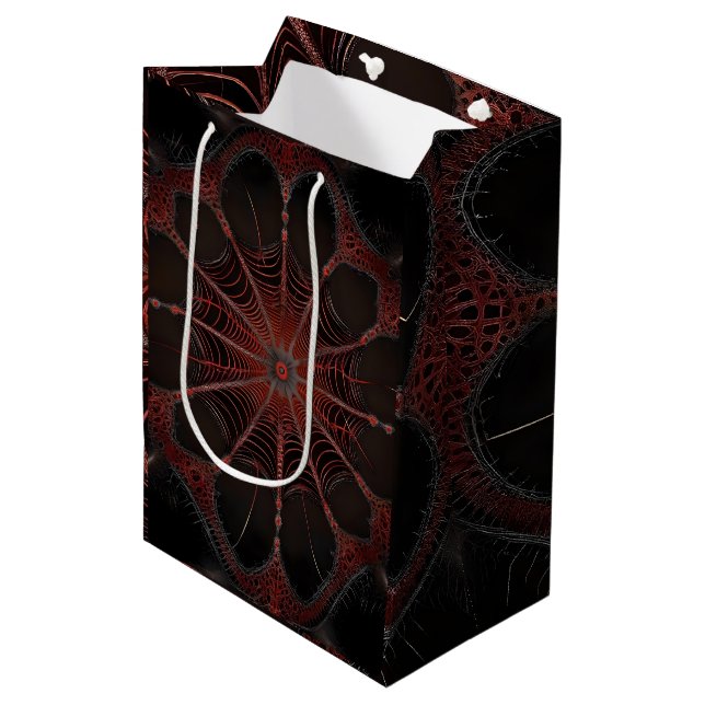 Crimson Web: Fractal Dance with the Redback Spider Medium Gift Bag (Front Angled)