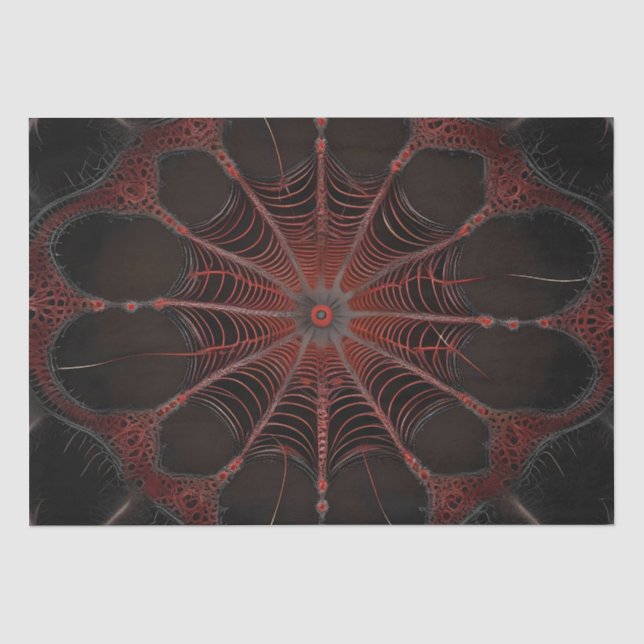 Crimson Web: Fractal Dance with the Redback Spider Tissue Paper (Front)