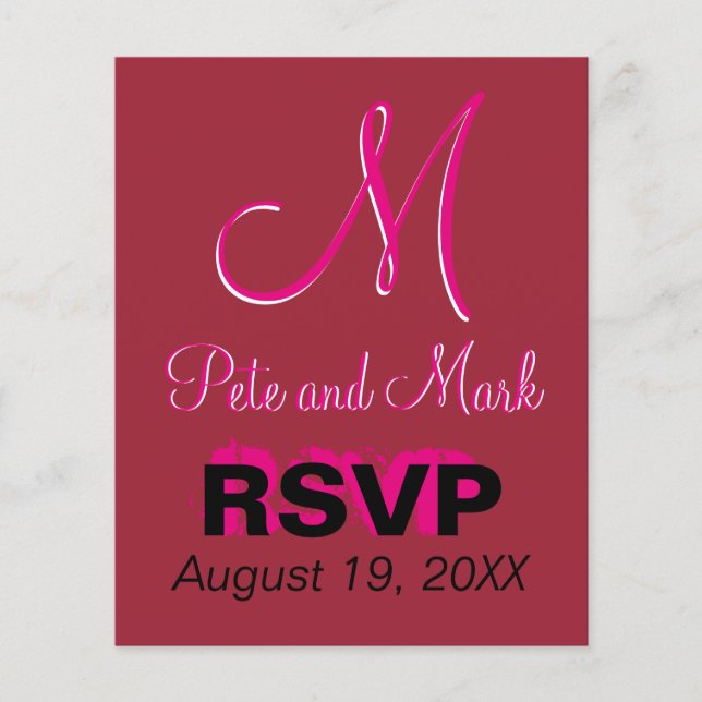 Crimson Wedding Monogram Value Budget Red Fabulous (Front)