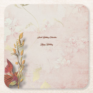 Crimson whispers  square paper coaster