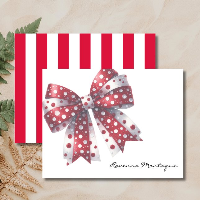 Crimson White Elegant Big Bow Thank You Note Card (Creator Uploaded)