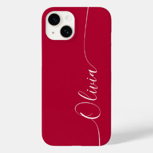 Crimson White Elegant Calligraphy Script Name Case-Mate iPhone 14 Case