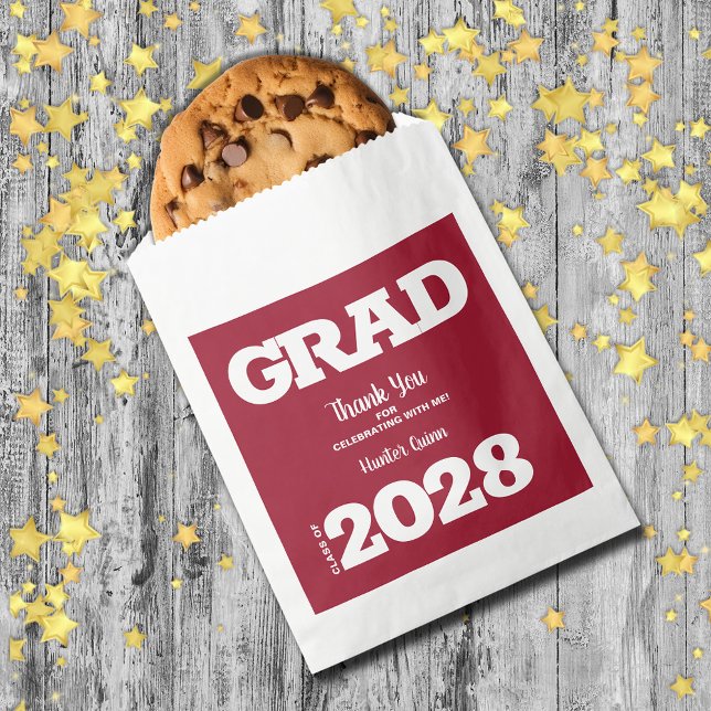 Crimson White Graduation Party Favour Bag (Crimson Red and White Graduation Party Treat Favor Bags)