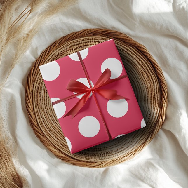 Crimson White Large Polka Dots Wrapping Paper (Creator Uploaded)