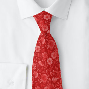Crimson Wildflowers Tie