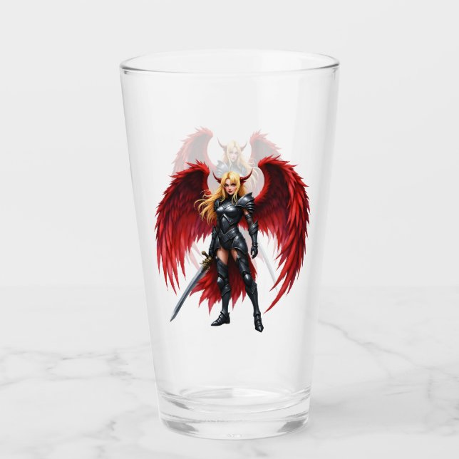 Crimson Wing – Fallen Angel Warrior.  Glass (Front)