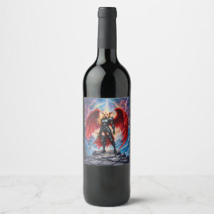 Crimson Wing – Fallen Angel Warrior.  Wine Label