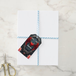 Crimson Winged Heart Gothic Romance Elegant . Gift Tags