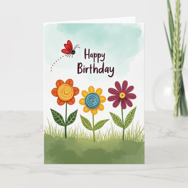 Crimson Wings Birthday Card (Front)