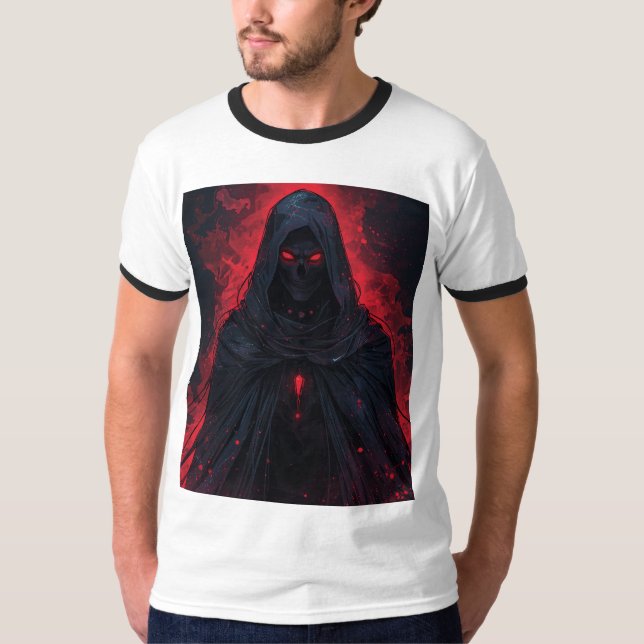 Crimson Wraith – Dark Gothic Grim Reaper Fantasy T-Shirt (Front)