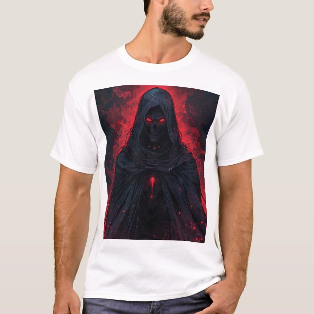 Crimson Wraith – Dark Gothic Grim Reaper Fantasy T-Shirt (Front)