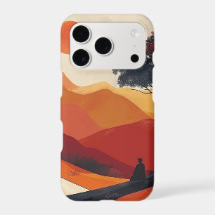 Crimson Zen Mountain Landscape Golden Sunset Art