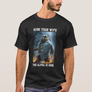 Cringe Alpha Wolf Parody Hide Your Wife Funny Alph T-Shirt