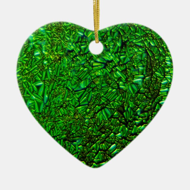 Crinkle green fused glass ceramic tree decoration (Front)