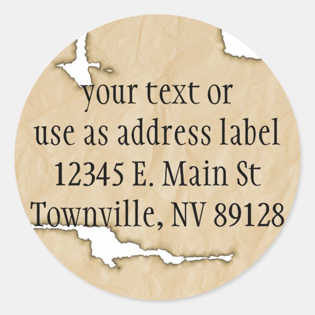 Crinkle Paper w/Burns Background Classic Round Sticker (Front)