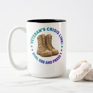 Crisis VETERAN'S CRISIS LINE DIAL 988 AND PRESS Two-Tone Coffee Mug