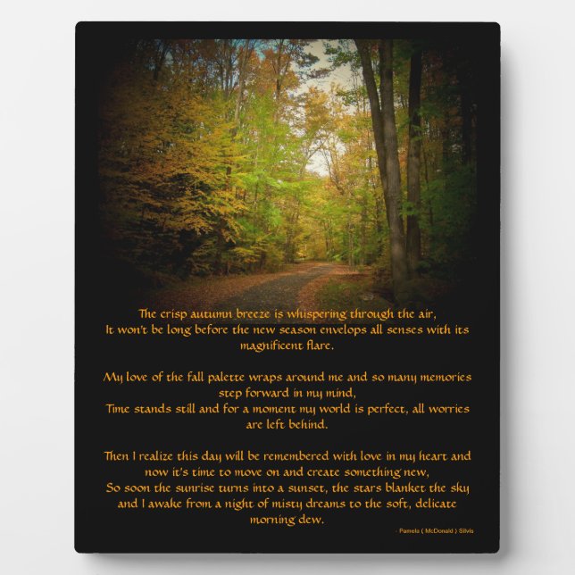 Crisp Autumn Breeze Scenic Poem Easel Photo Plaque (Front)