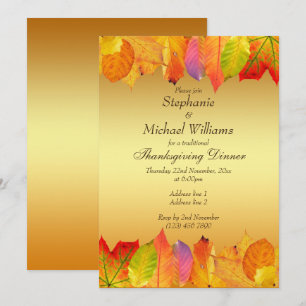 Crisp Autumn Leaves Thanksgiving Invitation