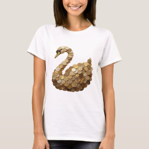 Crisp Gold GOLDEN SWAN Artistic Motif T-Shirt