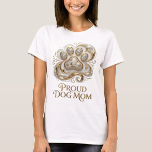 Crisp Gold PROUD DOG MOM Design T-Shirt