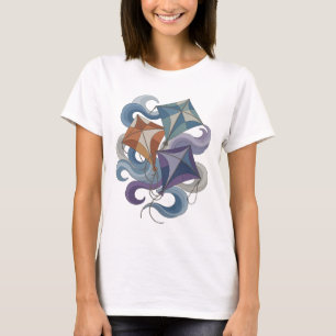 Crisp Grey KITE FLYING Statement Design T-Shirt