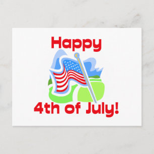 Crisp Happy 4th of July Colours Postcard
