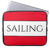 Crisp Modern White Bold Red Trim SAILING Stripes