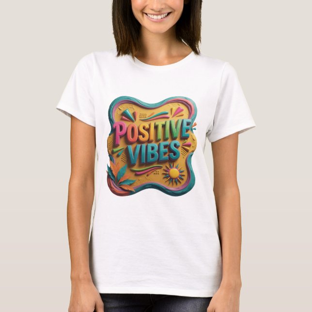 Crisp Orange POSITIVE VIBES Custom Tee v2 (Front)