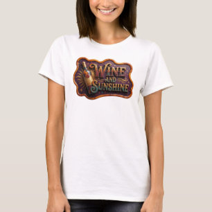 Crisp Pink WINE AND SUNSHINE 3D Text Art T-Shirt