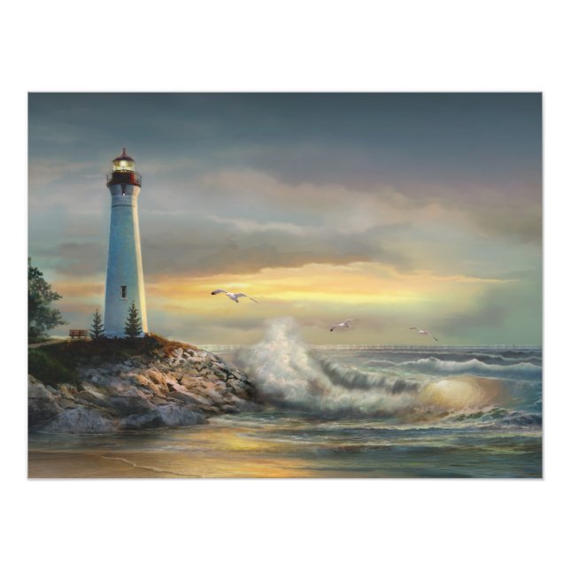Crisp point lighthouse art print (Front)