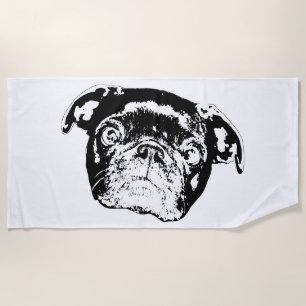 Crisp Pool Pug Beach Towel