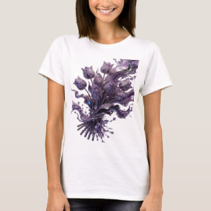 Crisp Purple PURPLE FLORAL FUSION Wearable Art T-Shirt