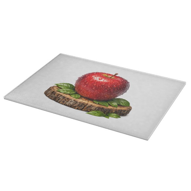 Crisp Red Realistic Wet Apple Cutting Board (Corner)