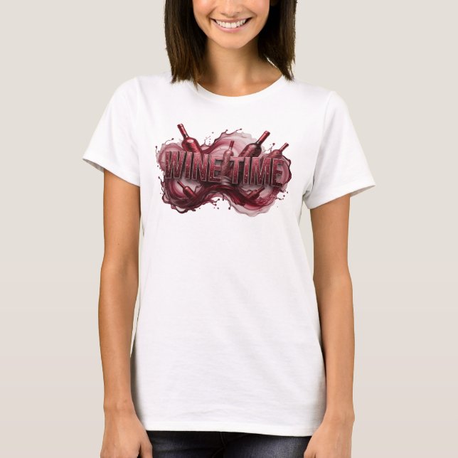 Crisp Red WINE TIME Slogan Tee (Front)