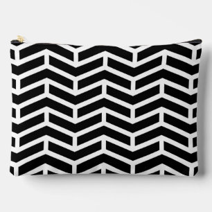 Crisp Sharp Opposing Arrows Chevron Black White Accessory Pouch