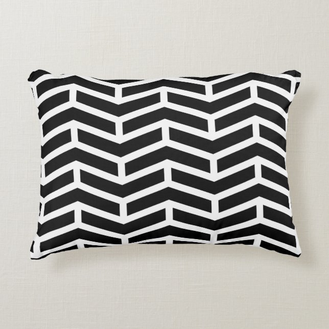 Crisp Sharp Opposing Arrows Chevron Black White Decorative Cushion (Front)