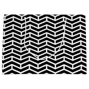 Crisp Sharp Opposing Arrows Chevron Black White Large Gift Bag