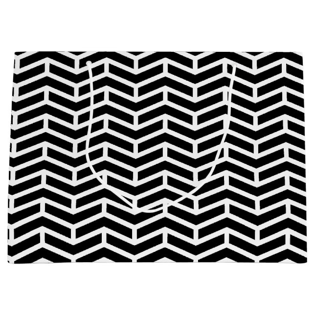 Crisp Sharp Opposing Arrows Chevron Black White Large Gift Bag (Front)