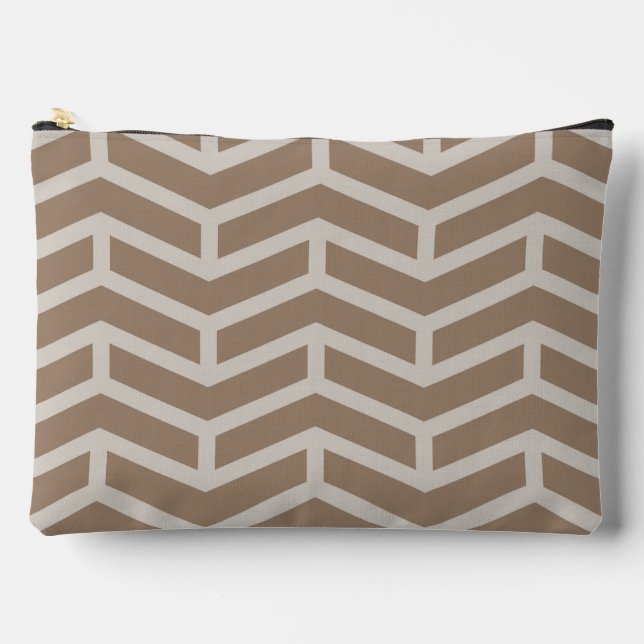 Crisp Sharp Opposing Arrows Chevron Brown Neutral Accessory Pouch (Front)
