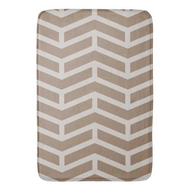 Crisp Sharp Opposing Arrows Chevron Brown Neutral Bath Mat (Front Vertical)