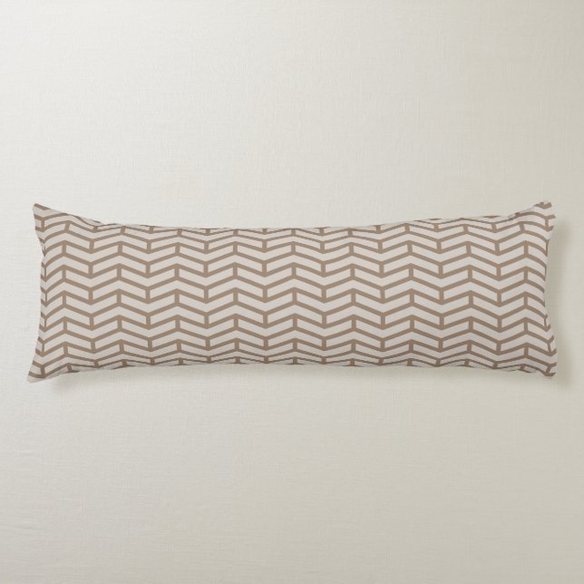 Crisp Sharp Opposing Arrows Chevron Brown Neutral Body Cushion (Front)