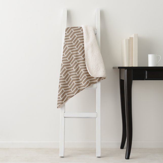 Crisp Sharp Opposing Arrows Chevron Brown Neutral Sherpa Blanket (In Situ)
