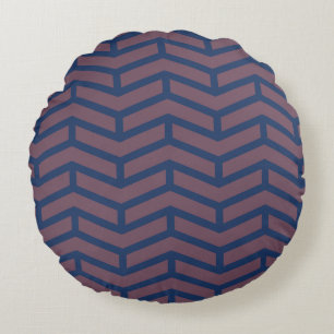 Crisp Sharp Opposing Arrows Chevron Pink Blue Round Cushion