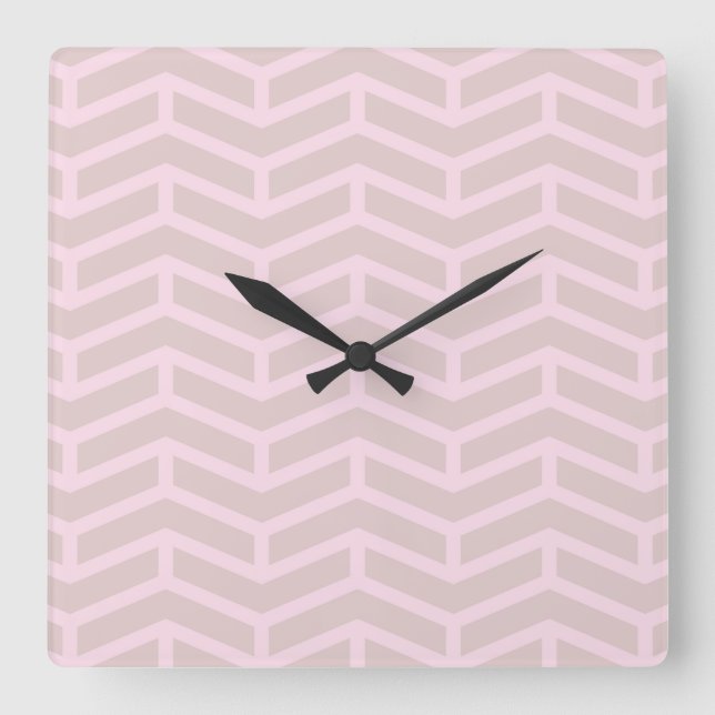 Crisp Sharp Opposing Arrows Chevron Pink Neutral Square Wall Clock (Front)
