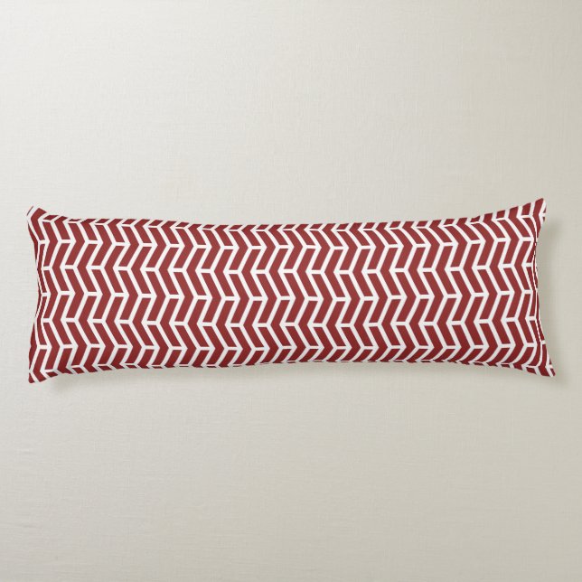 Crisp Sharp Opposing Arrows Chevron Red White Body Cushion (Back)