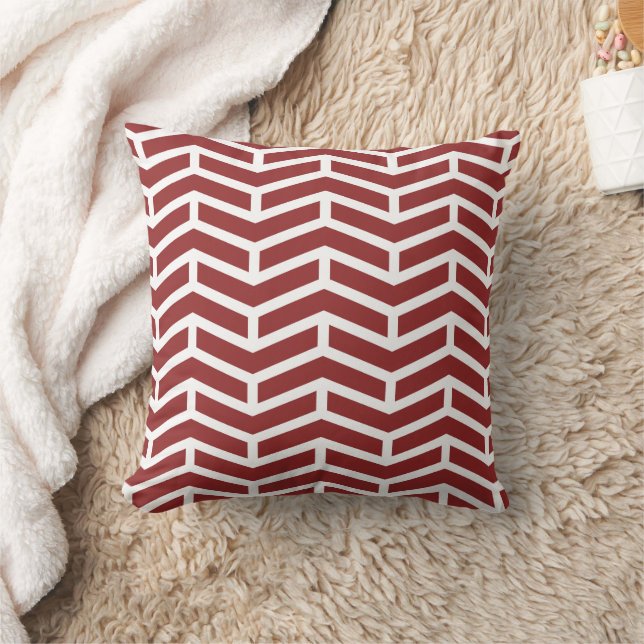 Crisp Sharp Opposing Arrows Chevron Red White Cushion (Blanket)