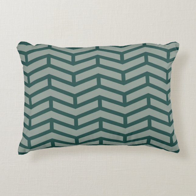 Crisp Sharp Opposing Arrows Chevron Two Tone Green Decorative Cushion (Front)
