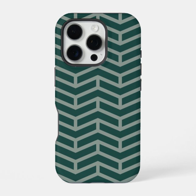 Crisp Sharp Opposing Arrows Chevron Two Tone Green iPhone Case (Back)