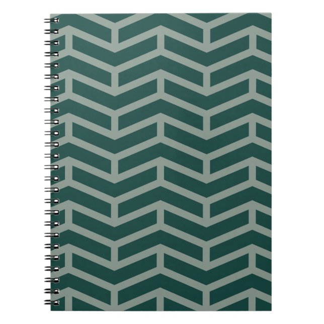 Crisp Sharp Opposing Arrows Chevron Two Tone Green Notebook (Front)