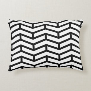 Crisp Sharp Opposing Arrows Chevron White Black Decorative Cushion